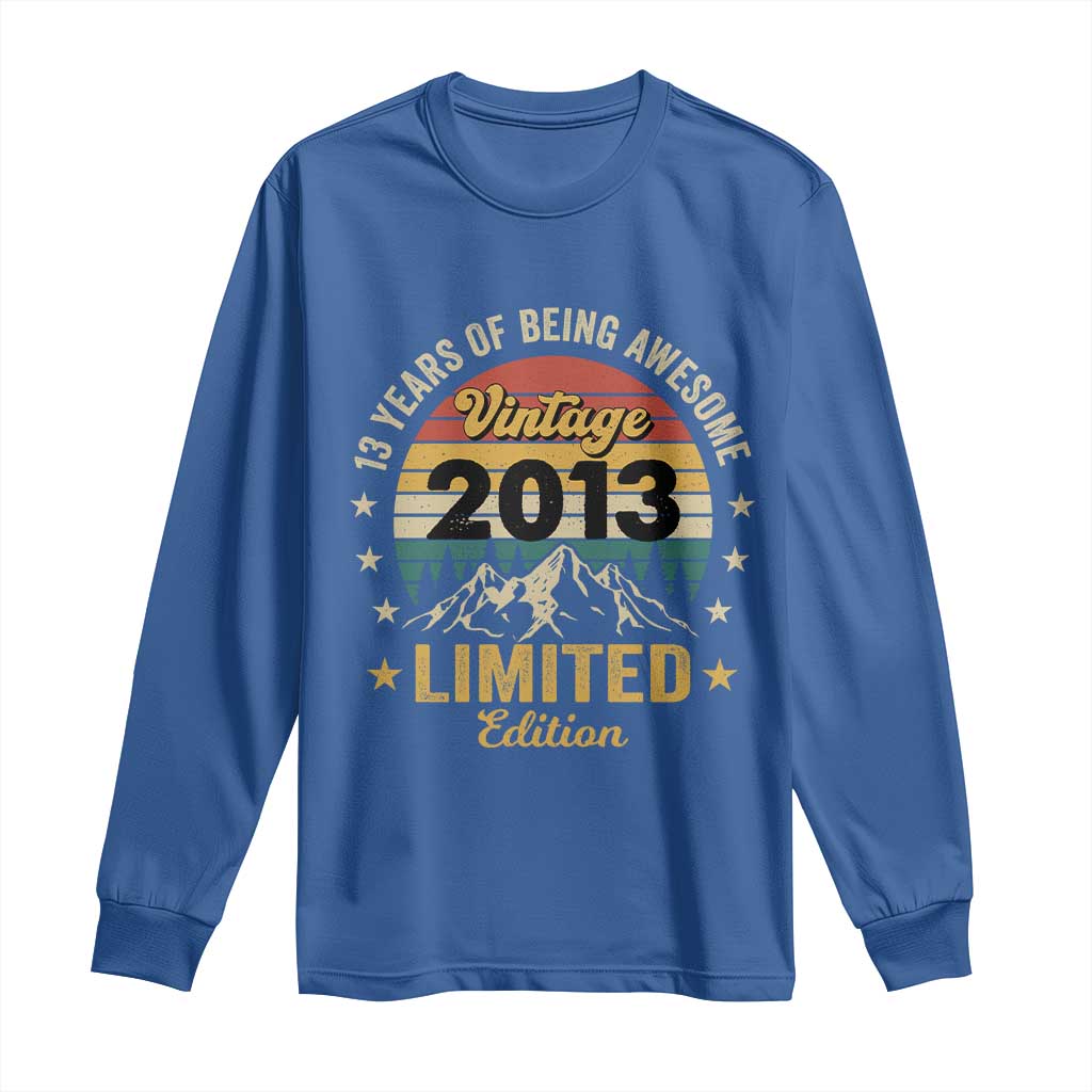 13th Birthday Long Sleeve Shirt Vintage 2013 Limited Edition Retro 13 Years Of Being Awesome Mountain