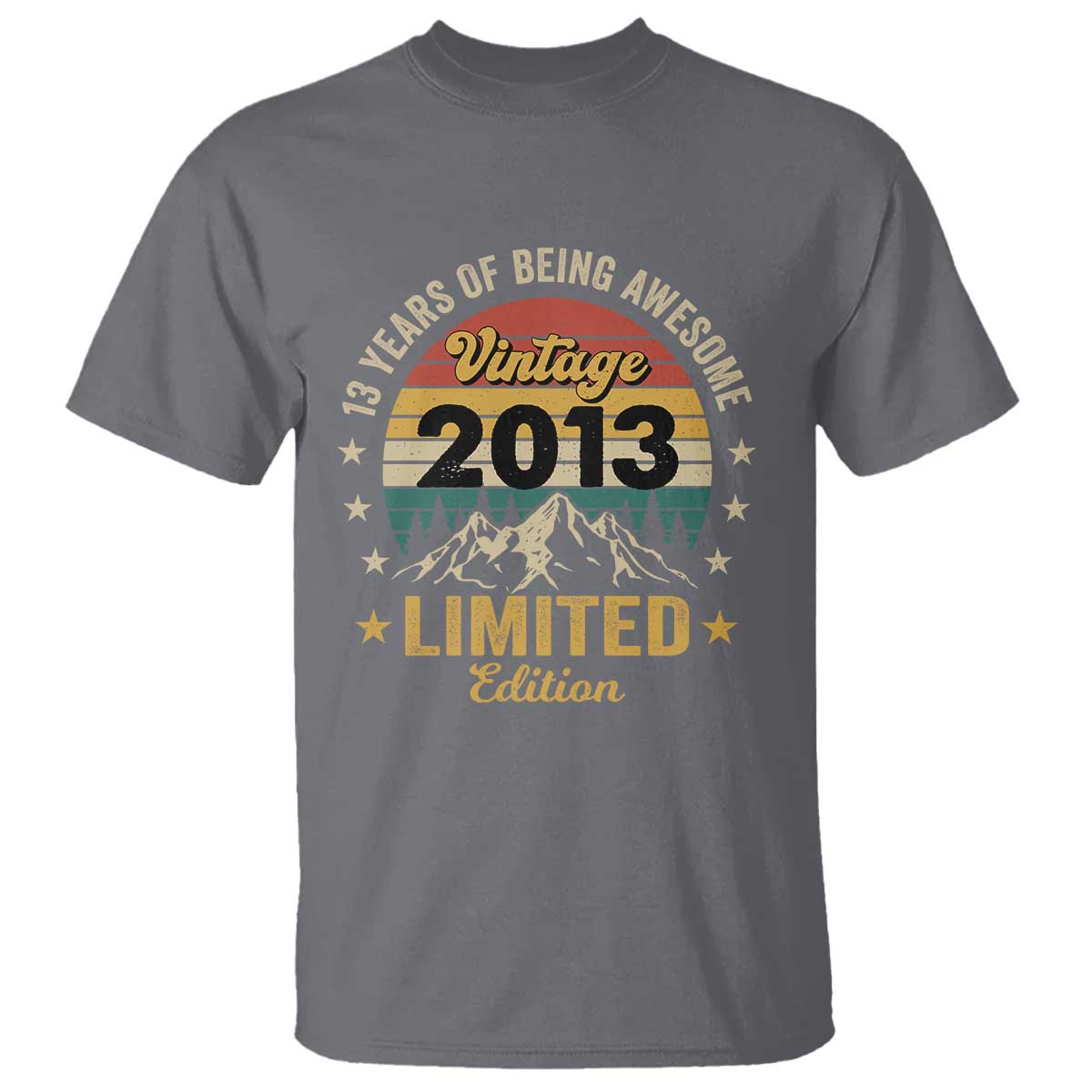 13th Birthday T Shirt Vintage 2013 Limited Edition Retro 13 Years Of Being Awesome Mountain