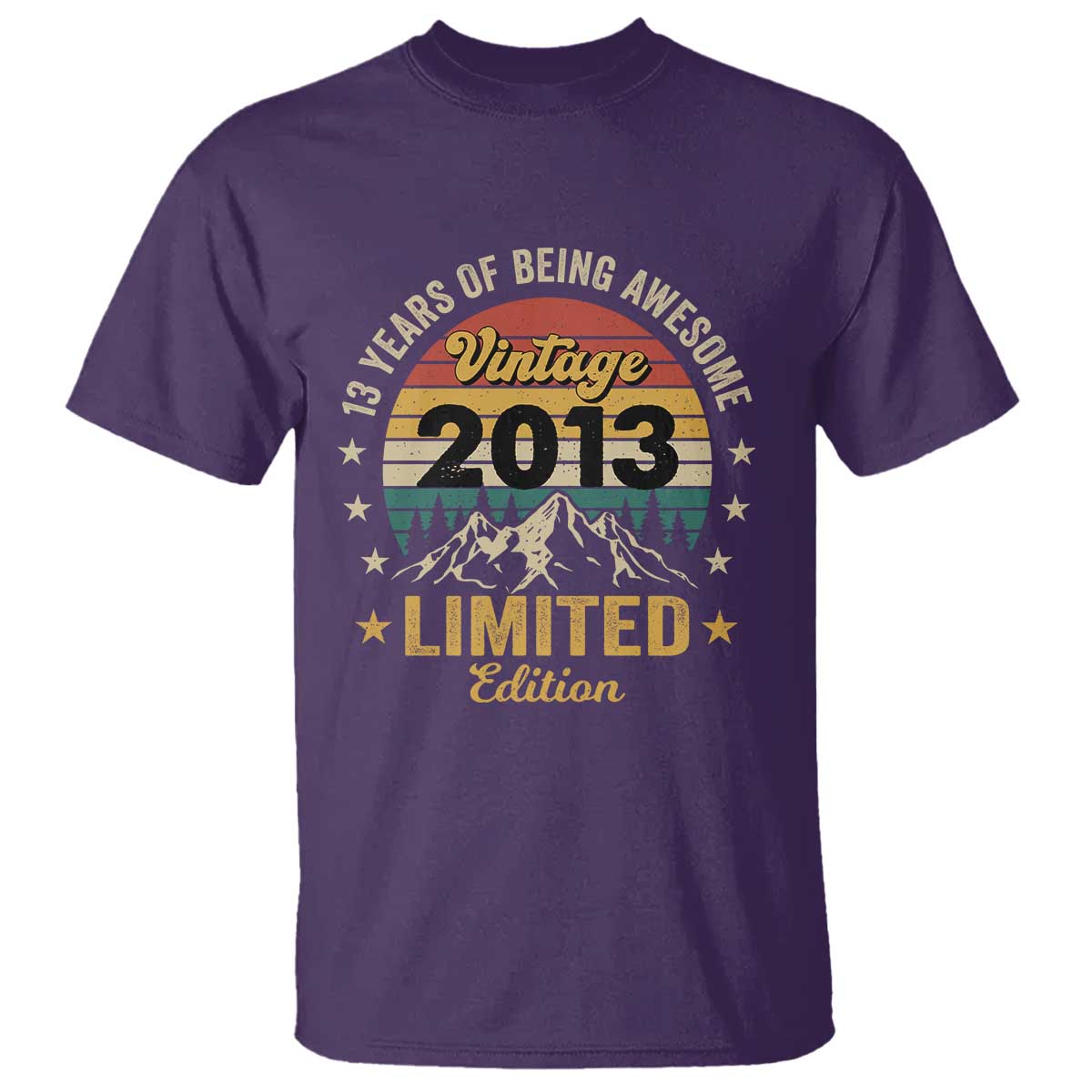 13th Birthday T Shirt Vintage 2013 Limited Edition Retro 13 Years Of Being Awesome Mountain