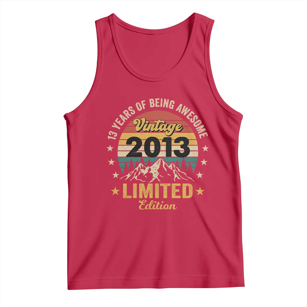 13th Birthday Tank Top Vintage 2013 Limited Edition Retro 13 Years Of Being Awesome Mountain