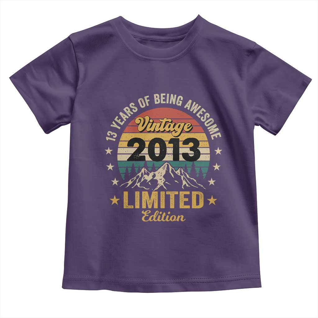 13th Birthday Toddler T Shirt Vintage 2013 Limited Edition Retro 13 Years Of Being Awesome Mountain
