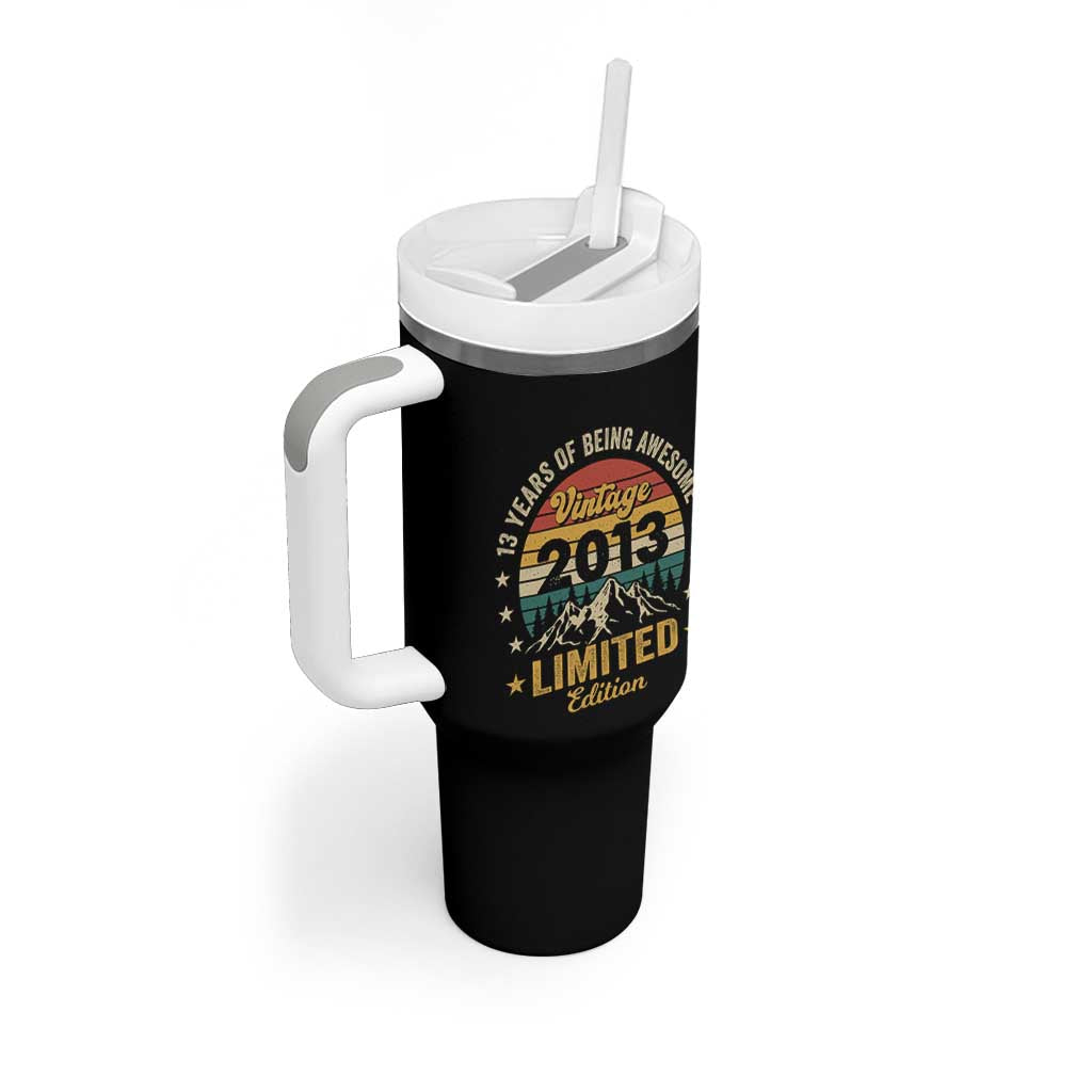 13th Birthday Tumbler With Handle Vintage 2013 Limited Edition Retro 13 Years Of Being Awesome Mountain