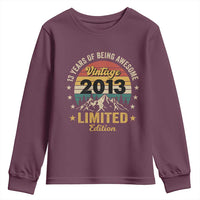 13th Birthday Youth Sweatshirt Vintage 2013 Limited Edition Retro 13 Years Of Being Awesome Mountain