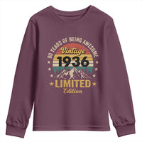 90th Birthday Youth Sweatshirt Vintage 1936 Limited Edition Retro 90 Years Of Being Awesome Mountain
