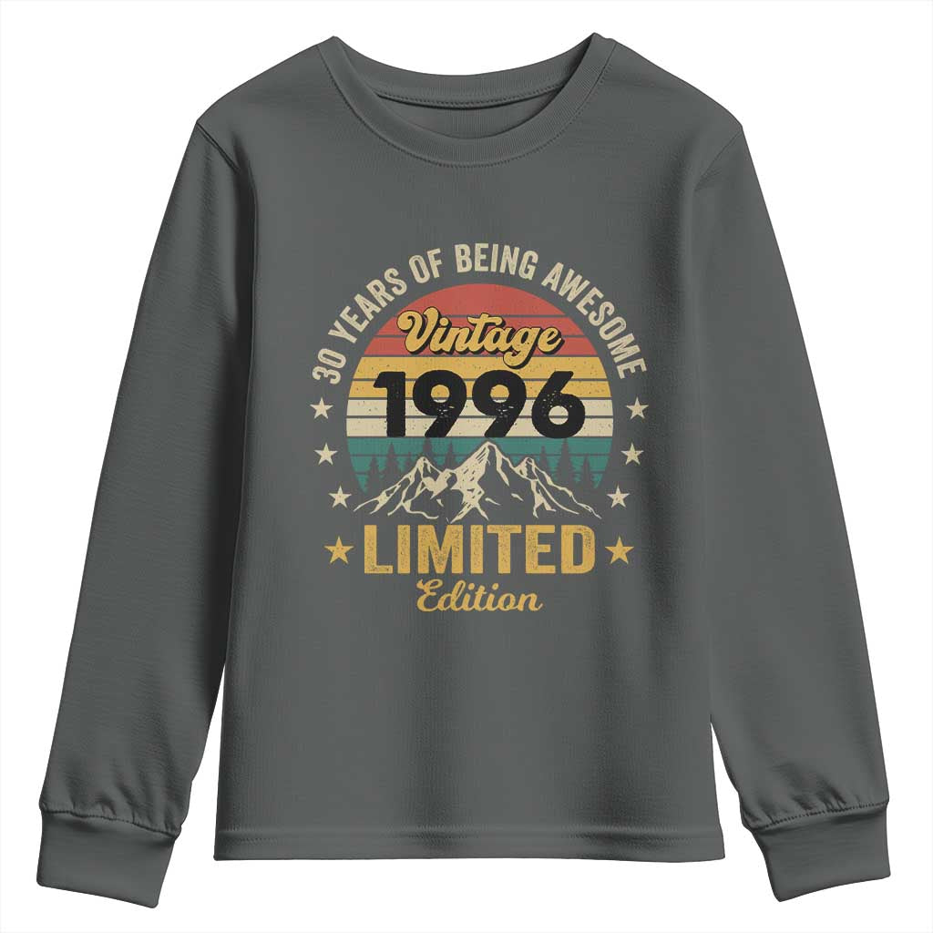 30th Birthday Youth Sweatshirt Vintage 1996 Limited Edition Retro 30 Years Of Being Awesome Mountain