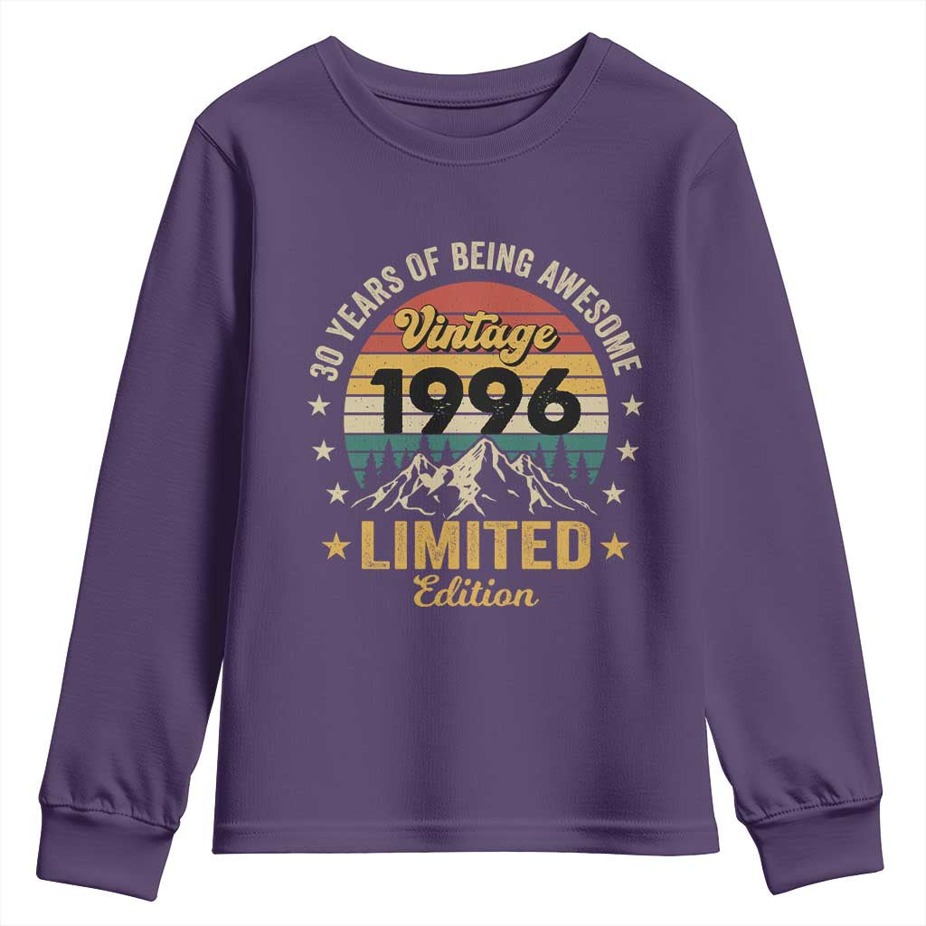 30th Birthday Youth Sweatshirt Vintage 1996 Limited Edition Retro 30 Years Of Being Awesome Mountain