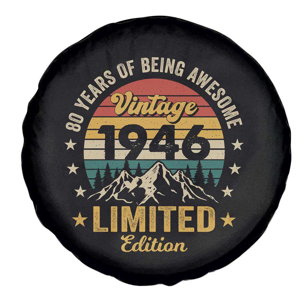 80th Birthday Spare Tire Cover Vintage 1946 Limited Edition Retro 80 Years Of Being Awesome Mountain