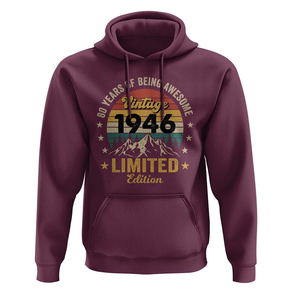 80th Birthday Hoodie Vintage 1946 Limited Edition Retro 80 Years Of Being Awesome Mountain