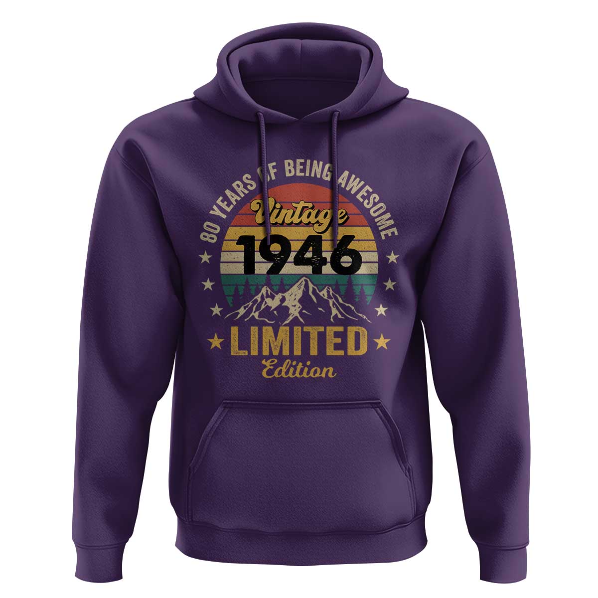 80th Birthday Hoodie Vintage 1946 Limited Edition Retro 80 Years Of Being Awesome Mountain