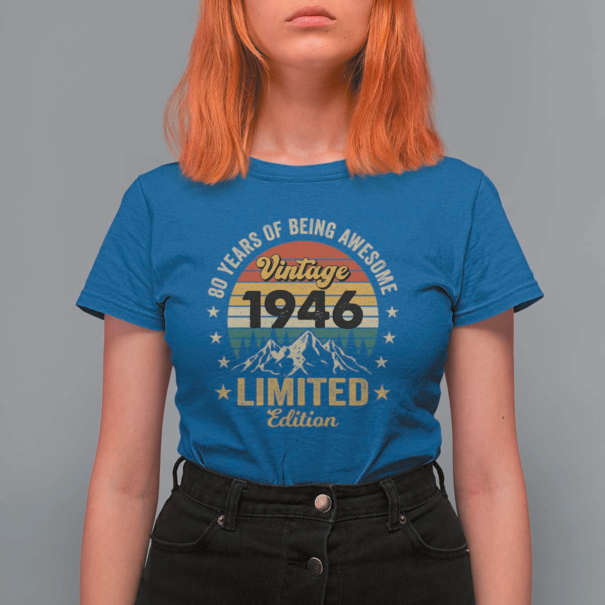 80th Birthday T Shirt For Women Vintage 1946 Limited Edition Retro 80 Years Of Being Awesome Mountain