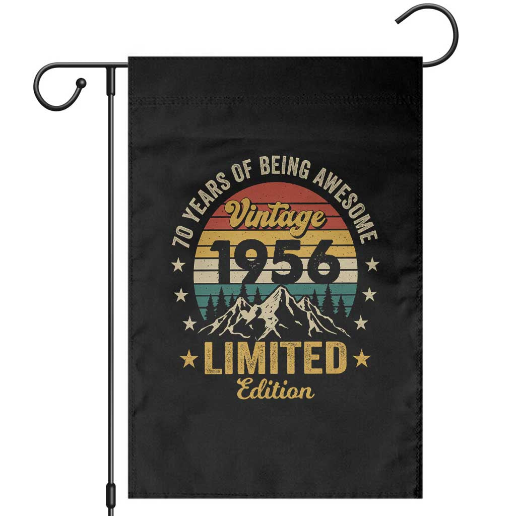 70th Birthday Garden Flag Vintage 1956 Limited Edition Retro 70 Years Of Being Awesome Mountain