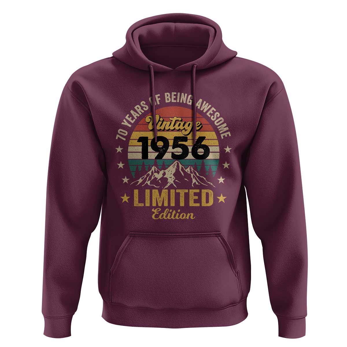 70th Birthday Hoodie Vintage 1956 Limited Edition Retro 70 Years Of Being Awesome Mountain