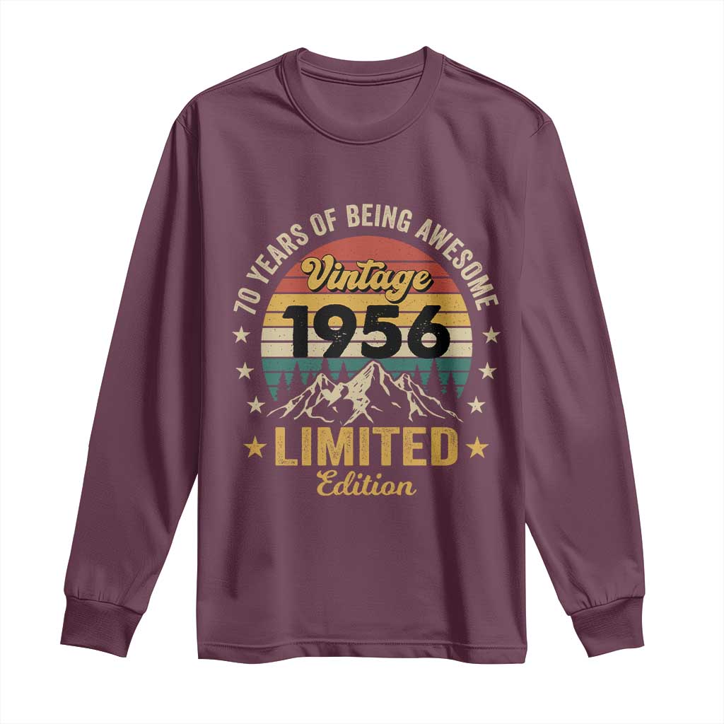 70th Birthday Long Sleeve Shirt Vintage 1956 Limited Edition Retro 70 Years Of Being Awesome Mountain
