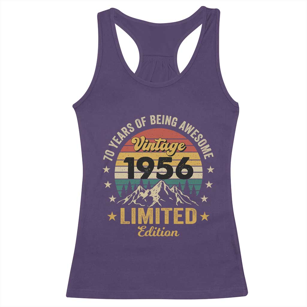 70th Birthday Racerback Tank Top Vintage 1956 Limited Edition Retro 70 Years Of Being Awesome Mountain