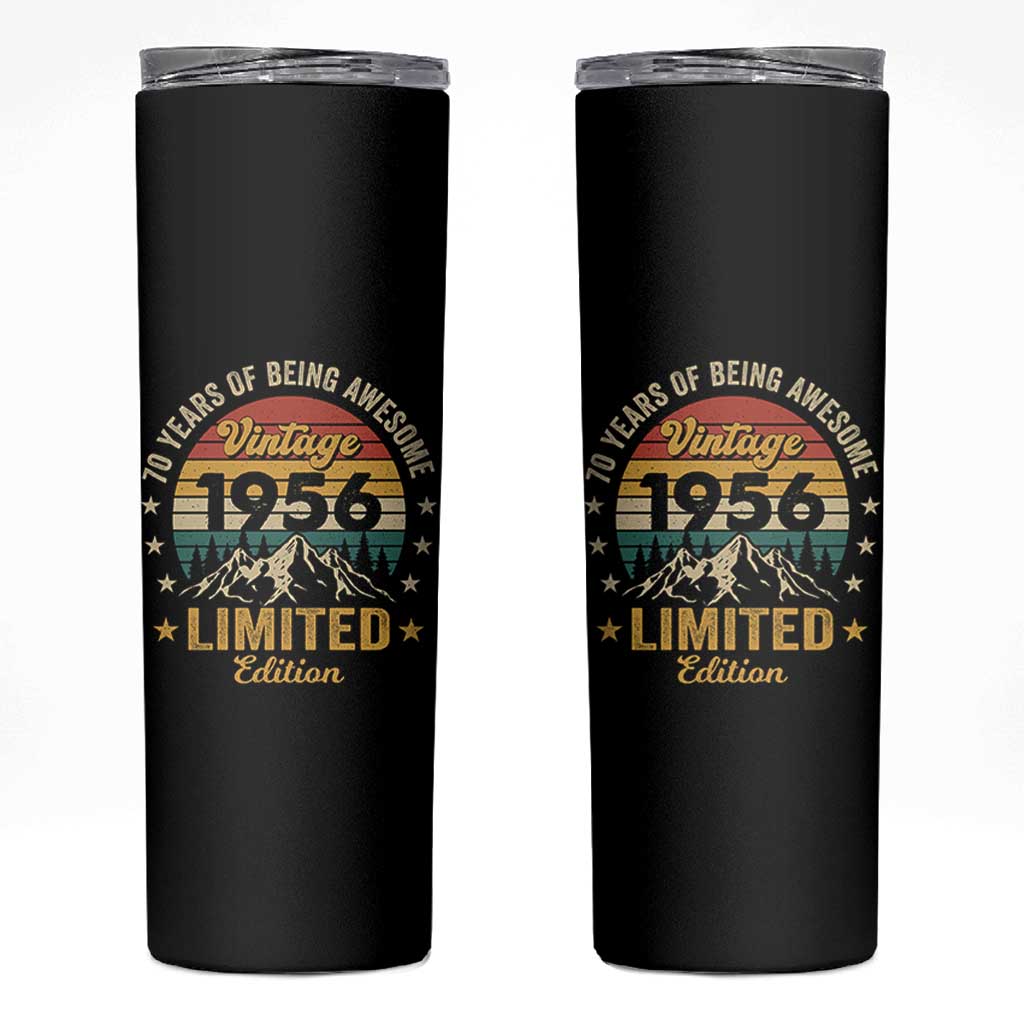 70th Birthday Skinny Tumbler Vintage 1956 Limited Edition Retro 70 Years Of Being Awesome Mountain