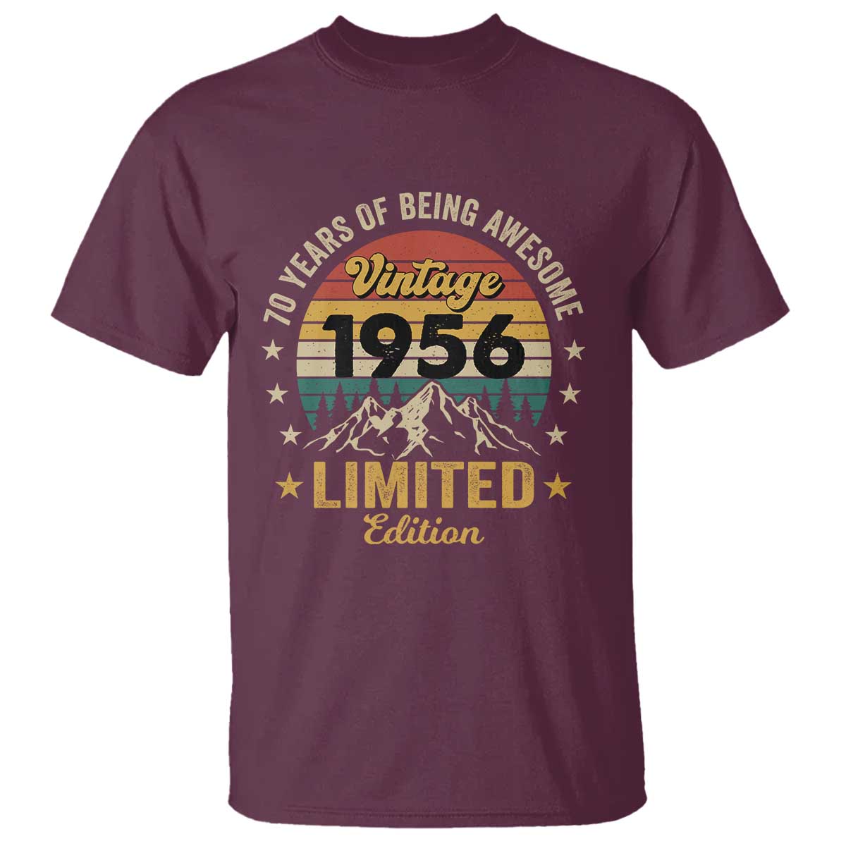 70th Birthday T Shirt Vintage 1956 Limited Edition Retro 70 Years Of Being Awesome Mountain