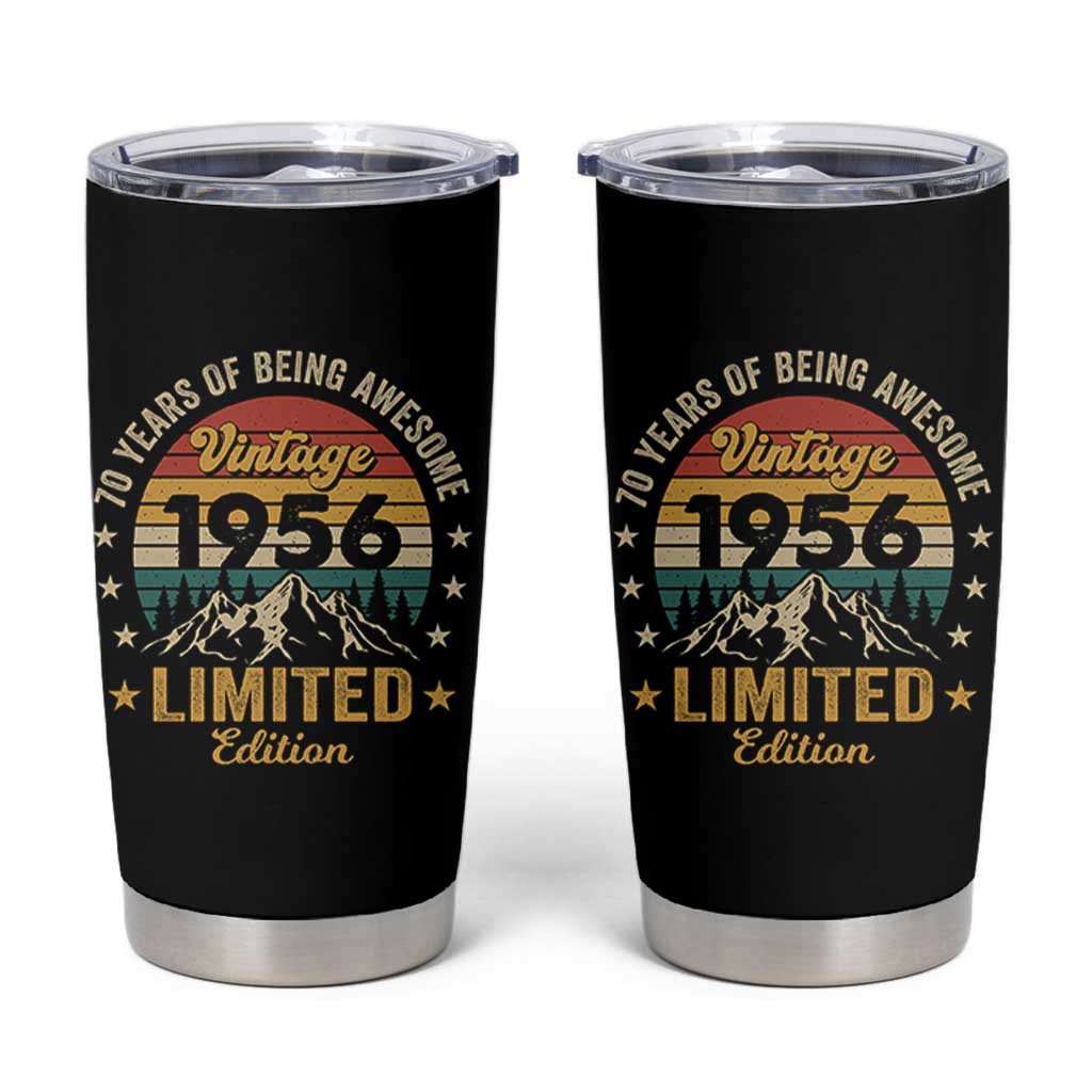 70th Birthday Tumbler Cup Vintage 1956 Limited Edition Retro 70 Years Of Being Awesome Mountain