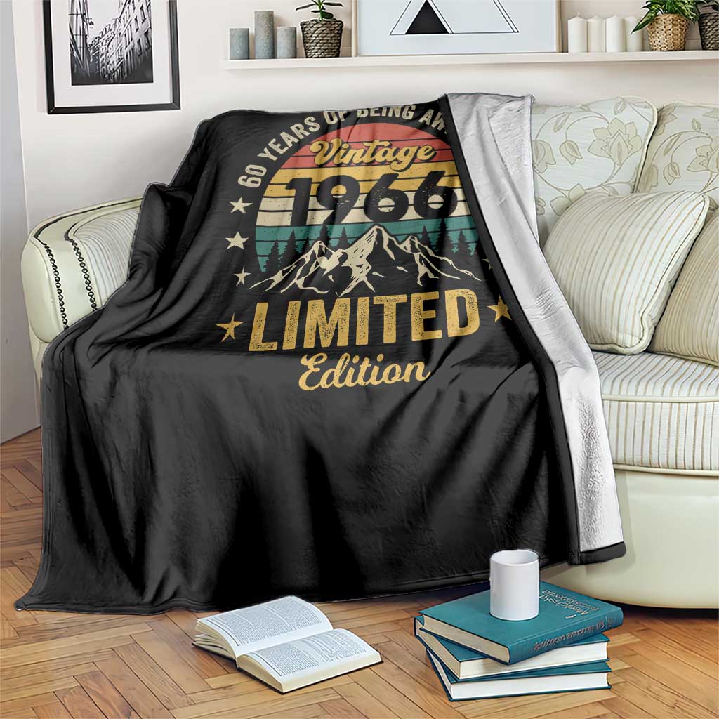 60th Birthday Throw Blanket Vintage 1966 Limited Edition Retro 60 Years Of Being Awesome Mountain