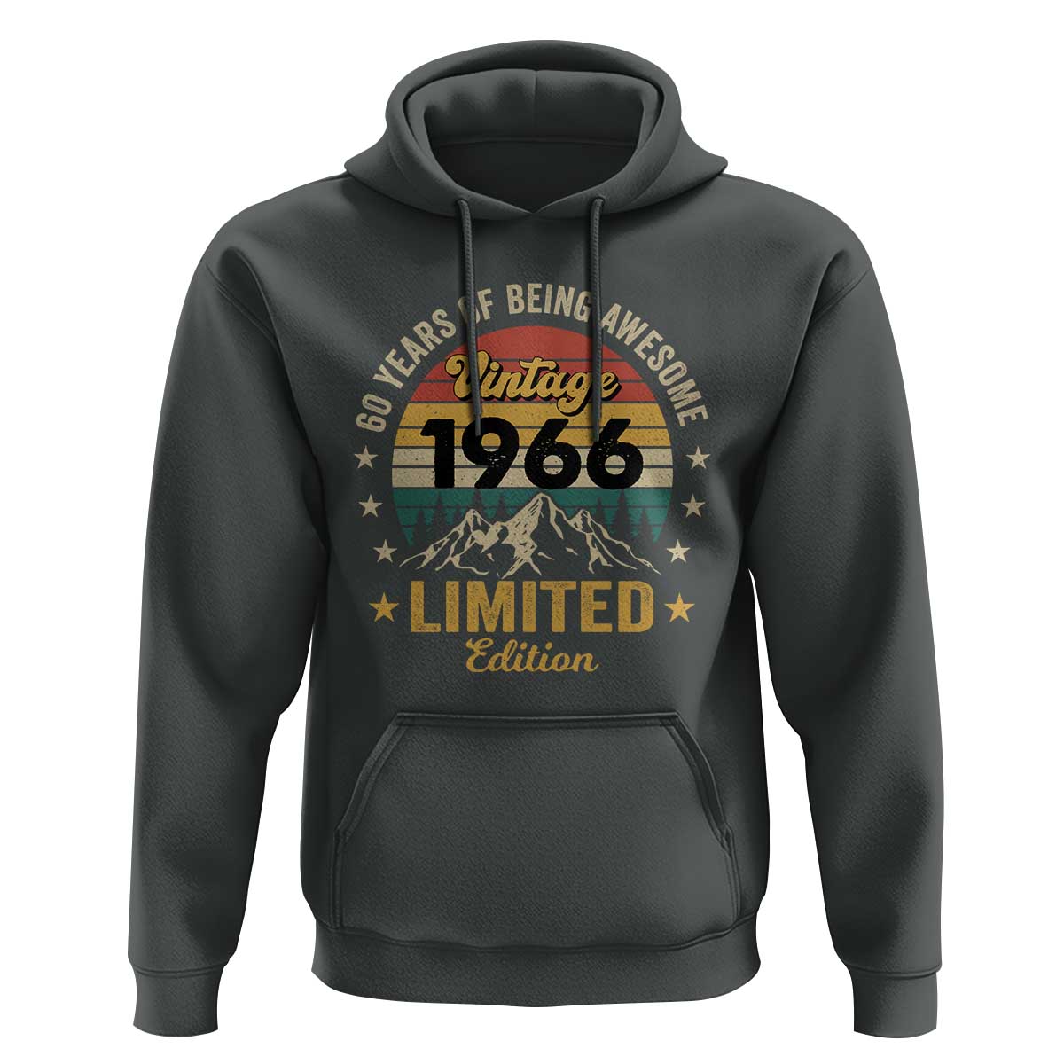 60th Birthday Hoodie Vintage 1966 Limited Edition Retro 60 Years Of Being Awesome Mountain