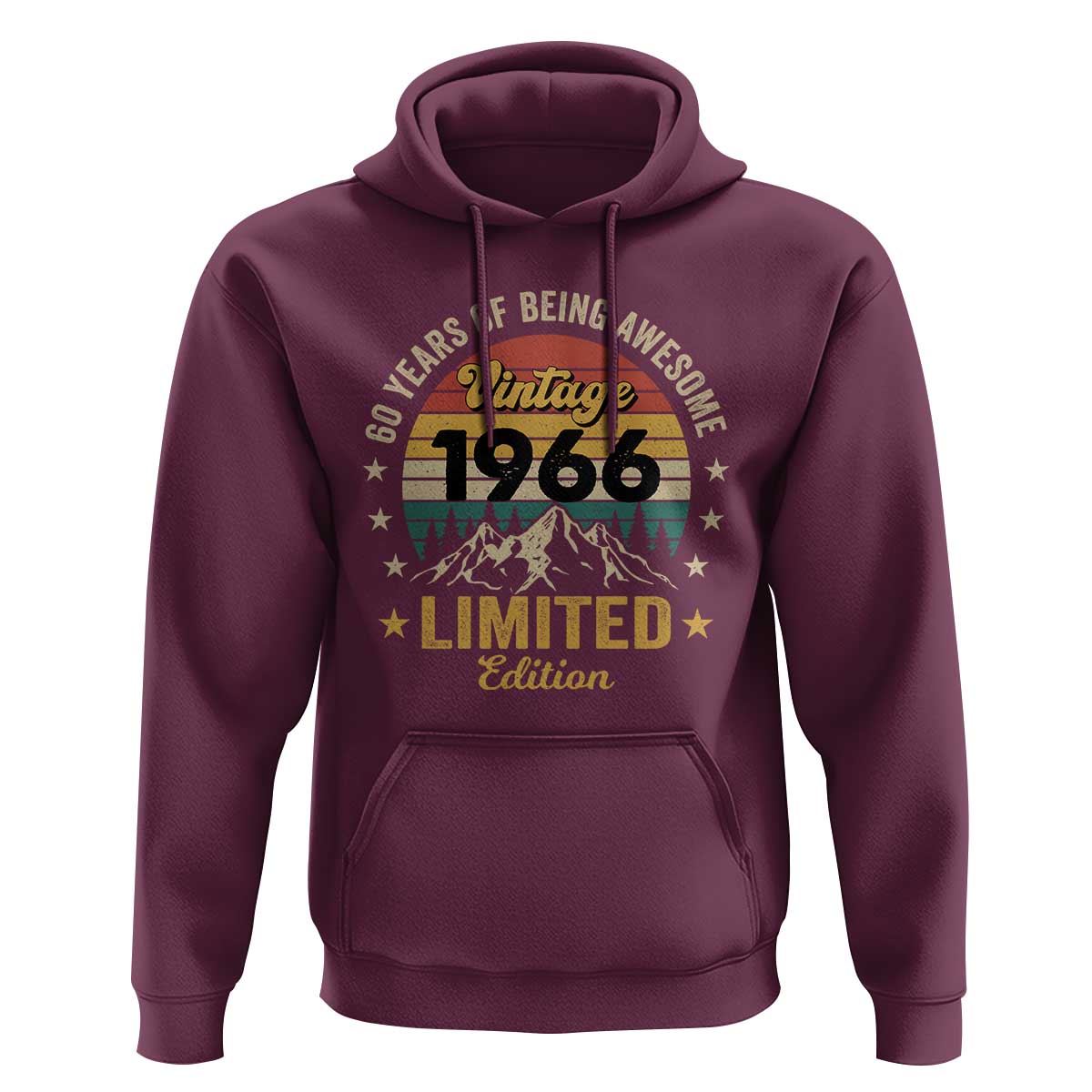 60th Birthday Hoodie Vintage 1966 Limited Edition Retro 60 Years Of Being Awesome Mountain