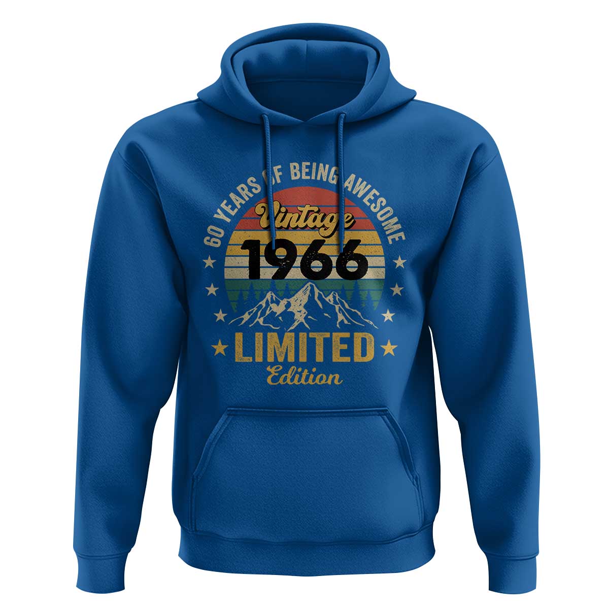 60th Birthday Hoodie Vintage 1966 Limited Edition Retro 60 Years Of Being Awesome Mountain