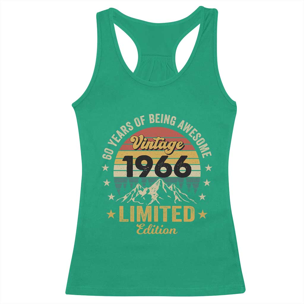 60th Birthday Racerback Tank Top Vintage 1966 Limited Edition Retro 60 Years Of Being Awesome Mountain