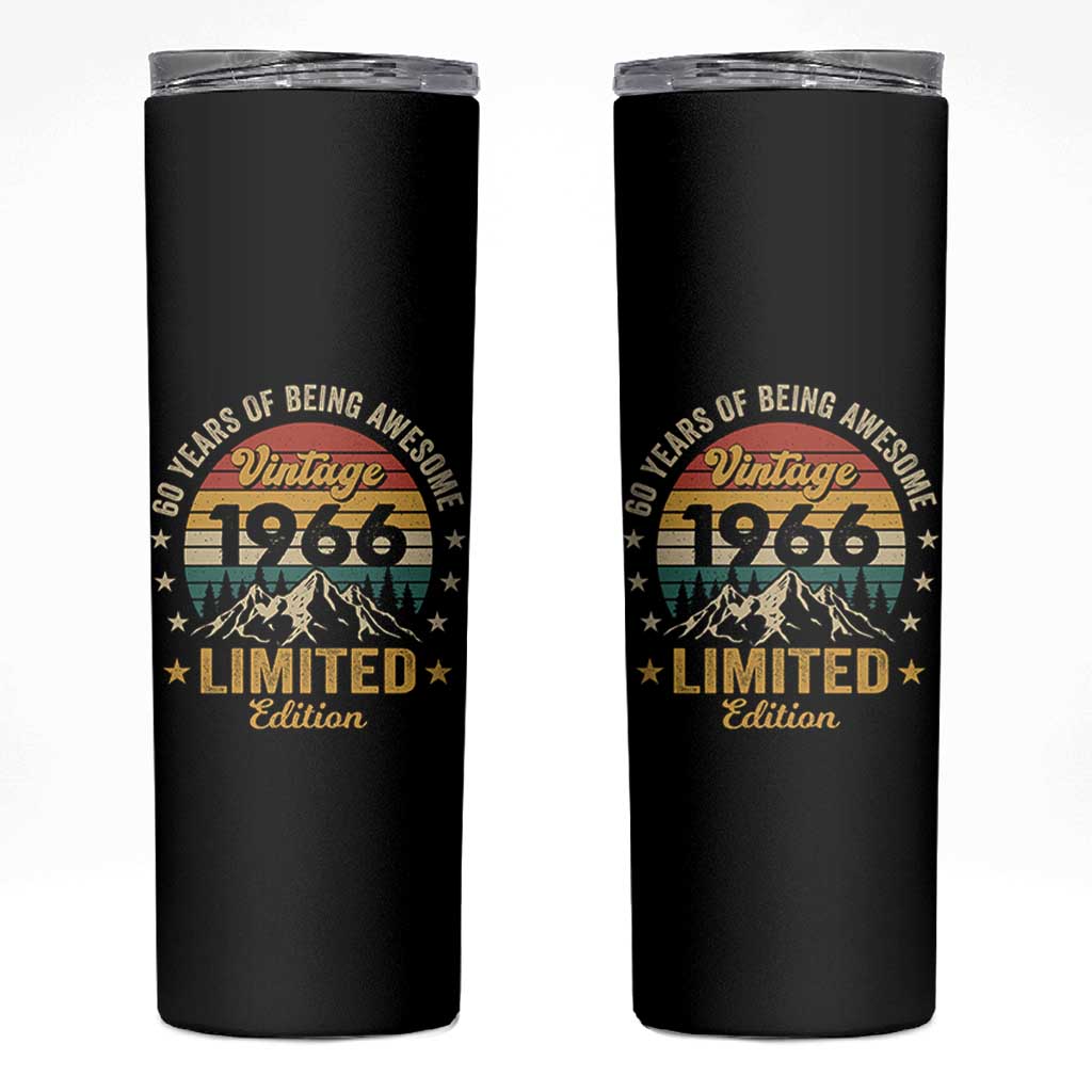 60th Birthday Skinny Tumbler Vintage 1966 Limited Edition Retro 60 Years Of Being Awesome Mountain