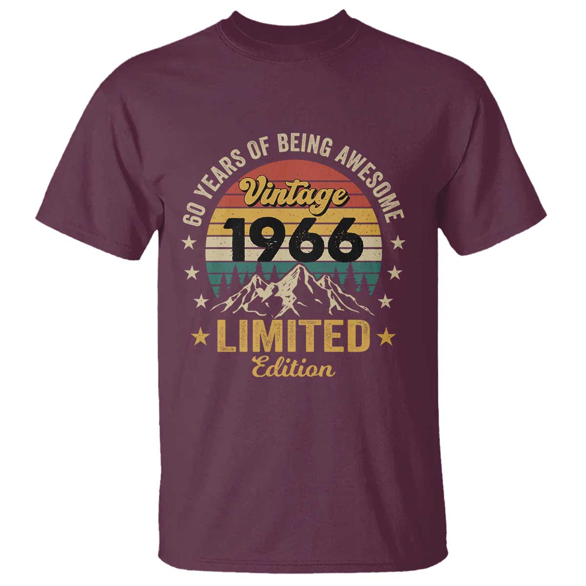 60th Birthday T Shirt Vintage 1966 Limited Edition Retro 60 Years Of Being Awesome Mountain