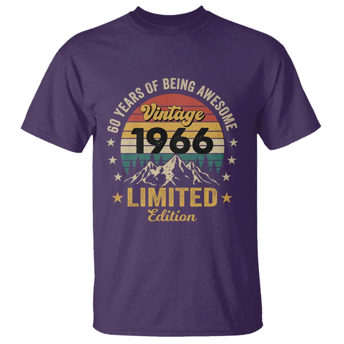 60th Birthday T Shirt Vintage 1966 Limited Edition Retro 60 Years Of Being Awesome Mountain