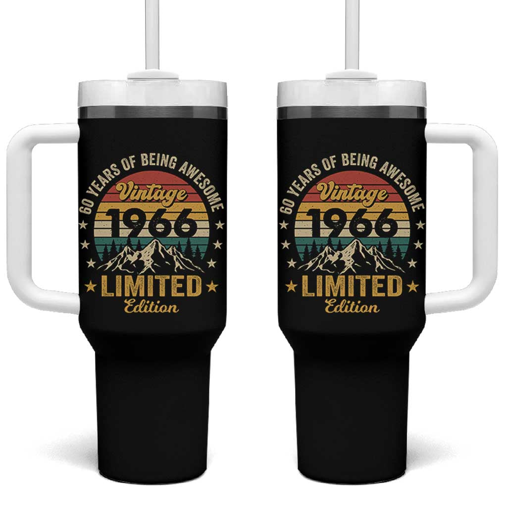 60th Birthday Tumbler With Handle Vintage 1966 Limited Edition Retro 60 Years Of Being Awesome Mountain