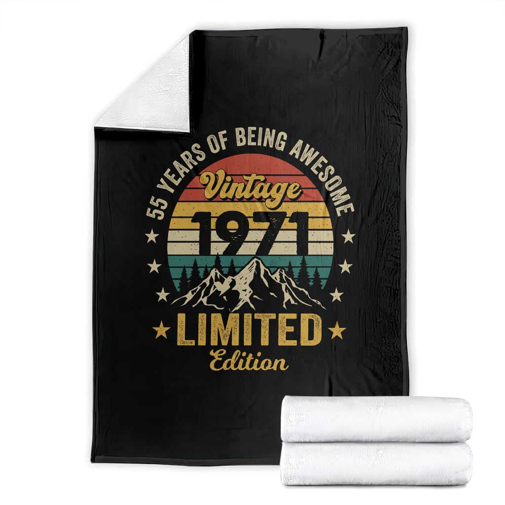 55th Birthday Throw Blanket Vintage 1971 Limited Edition Retro 55 Years Of Being Awesome Mountain