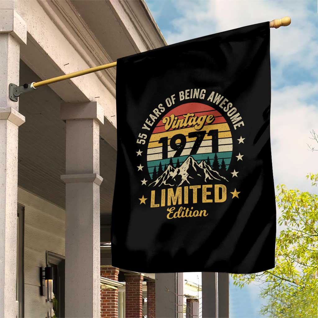 55th Birthday Garden Flag Vintage 1971 Limited Edition Retro 55 Years Of Being Awesome Mountain