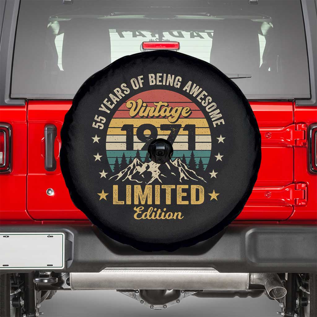 55th Birthday Spare Tire Cover Vintage 1971 Limited Edition Retro 55 Years Of Being Awesome Mountain