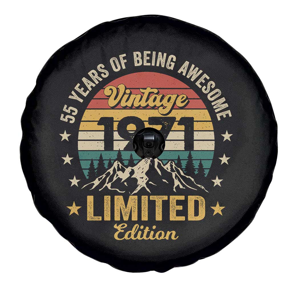 55th Birthday Spare Tire Cover Vintage 1971 Limited Edition Retro 55 Years Of Being Awesome Mountain