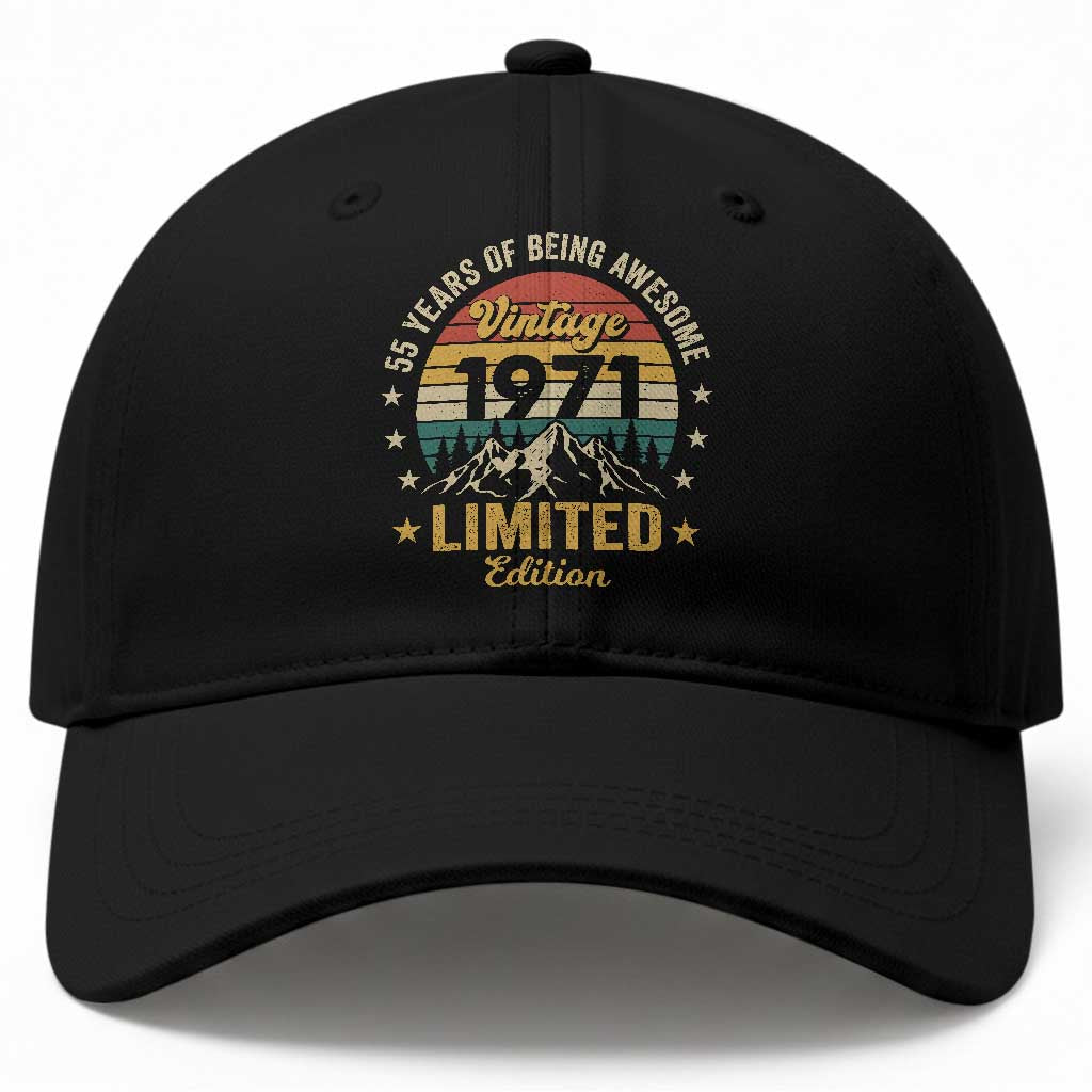 55th Birthday Baseball Cap Vintage 1971 Limited Edition Retro 55 Years Of Being Awesome Mountain