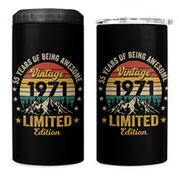 55th Birthday 4 in 1 Can Cooler Tumbler Vintage 1971 Limited Edition Retro 55 Years Of Being Awesome Mountain