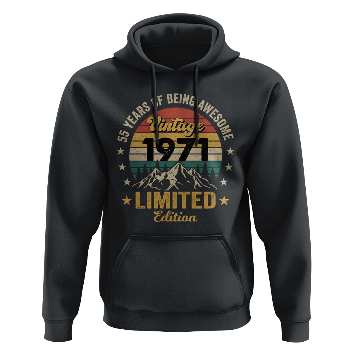 55th Birthday Hoodie Vintage 1971 Limited Edition Retro 55 Years Of Being Awesome Mountain