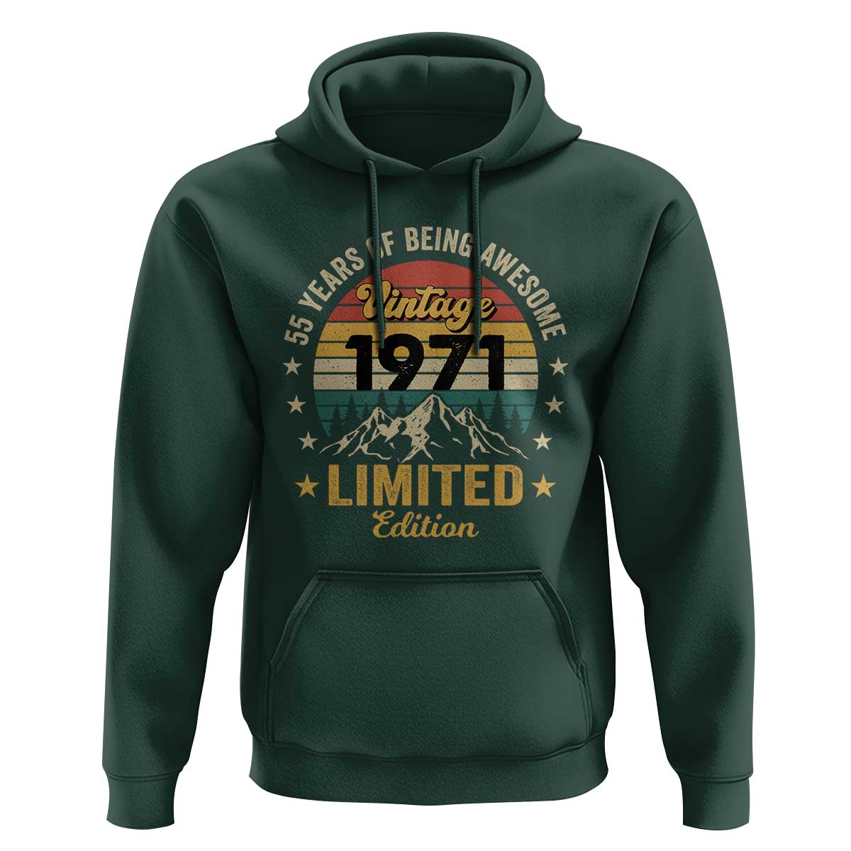 55th Birthday Hoodie Vintage 1971 Limited Edition Retro 55 Years Of Being Awesome Mountain