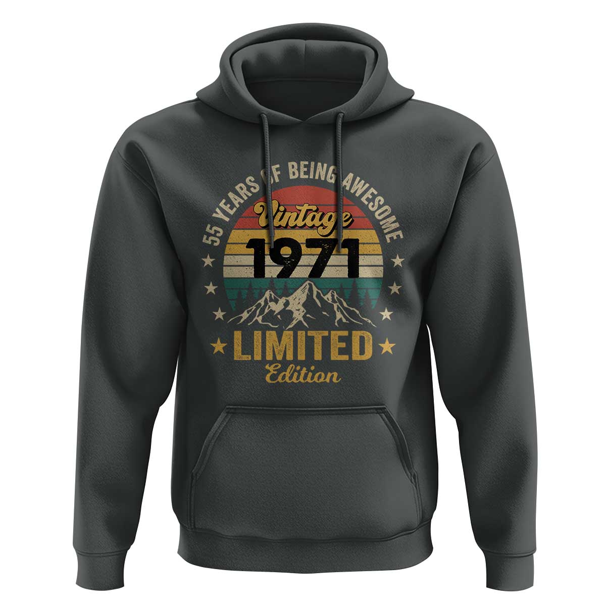 55th Birthday Hoodie Vintage 1971 Limited Edition Retro 55 Years Of Being Awesome Mountain