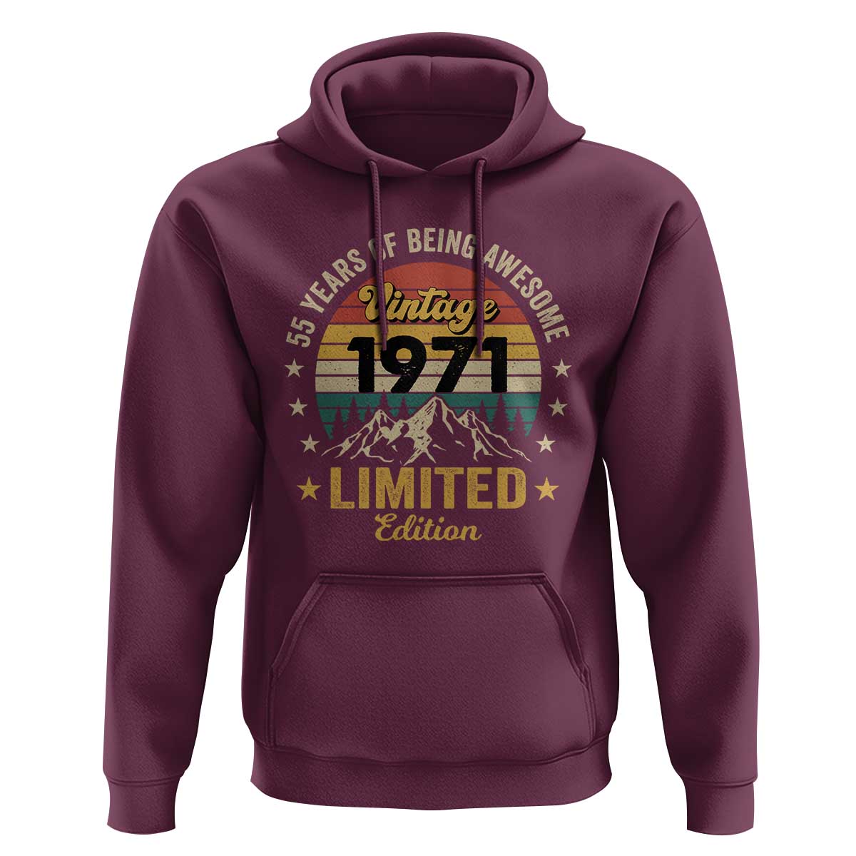 55th Birthday Hoodie Vintage 1971 Limited Edition Retro 55 Years Of Being Awesome Mountain