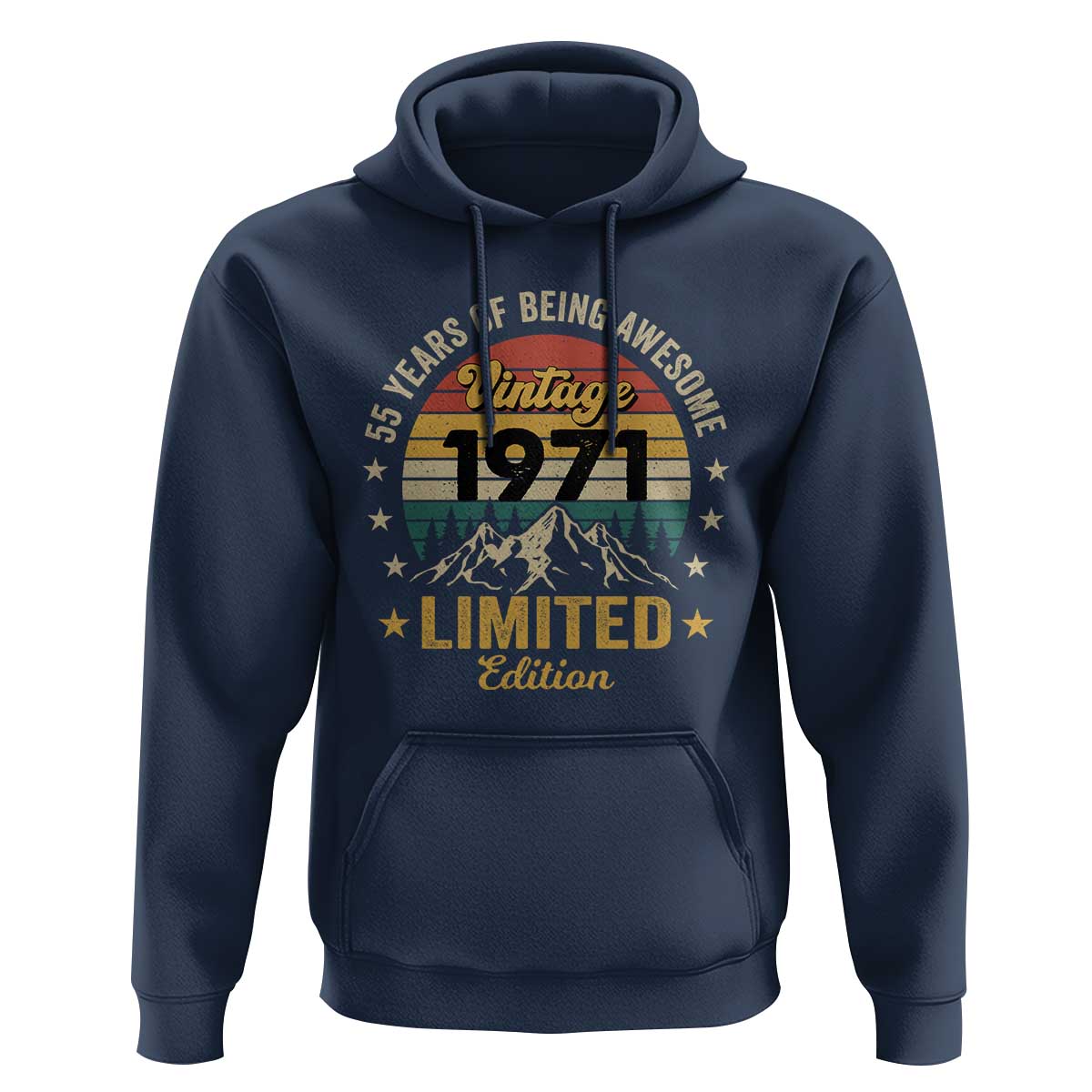 55th Birthday Hoodie Vintage 1971 Limited Edition Retro 55 Years Of Being Awesome Mountain