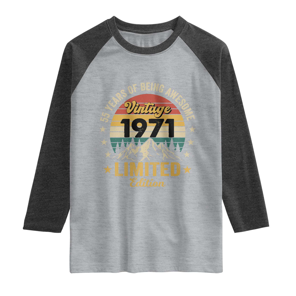 55th Birthday Raglan Shirt Vintage 1971 Limited Edition Retro 55 Years Of Being Awesome Mountain