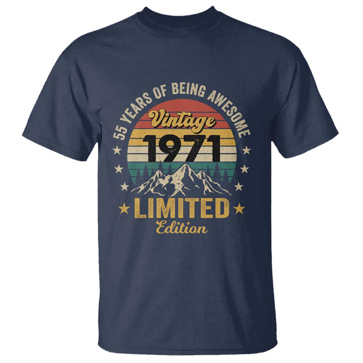 55th Birthday T Shirt Vintage 1971 Limited Edition Retro 55 Years Of Being Awesome Mountain