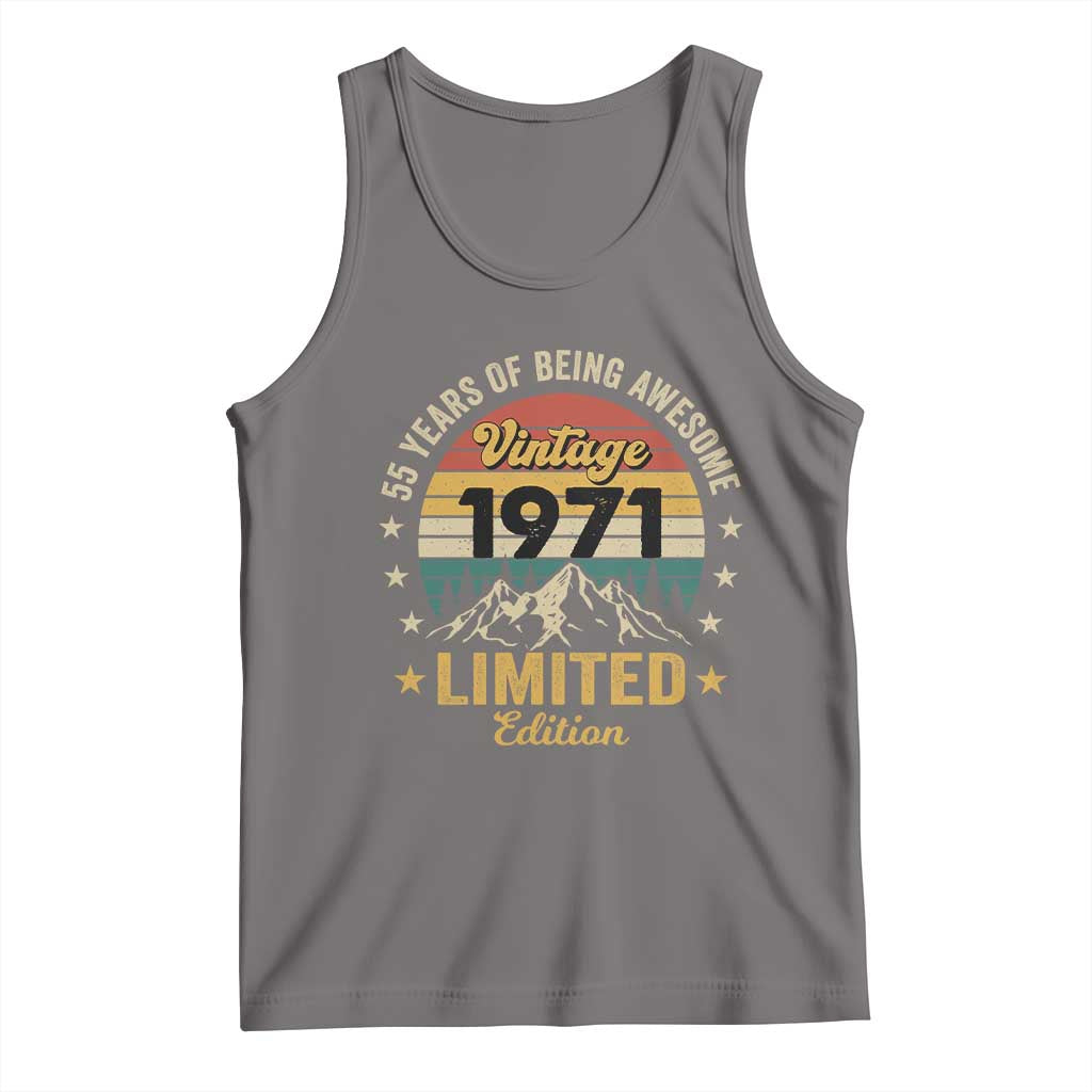55th Birthday Tank Top Vintage 1971 Limited Edition Retro 55 Years Of Being Awesome Mountain