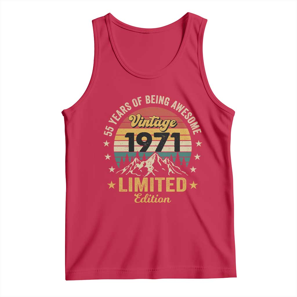 55th Birthday Tank Top Vintage 1971 Limited Edition Retro 55 Years Of Being Awesome Mountain