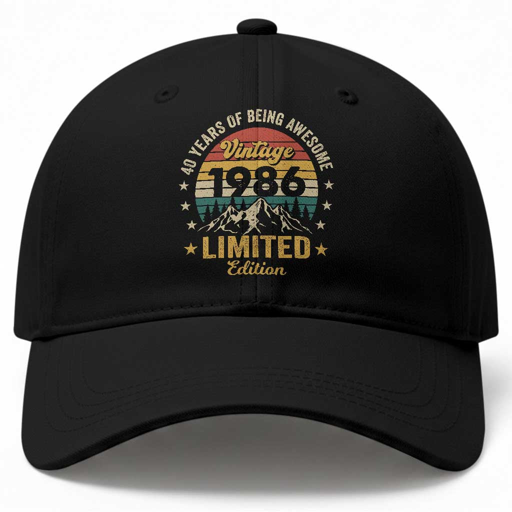 40th Birthday Baseball Cap Vintage 1986 Limited Edition Retro 40 Years Of Being Awesome Mountain
