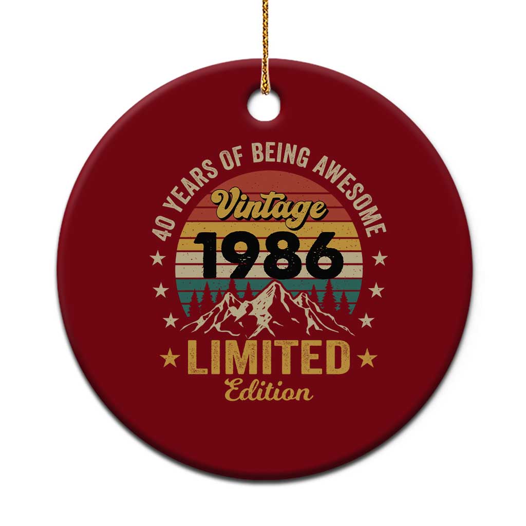 40th Birthday Ceramic Ornament Vintage 1986 Limited Edition Retro 40 Years Of Being Awesome Mountain