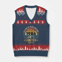 40th Birthday V-Neck Knit Sweater Vest Vintage 1986 Limited Edition Retro 40 Years Of Being Awesome Mountain