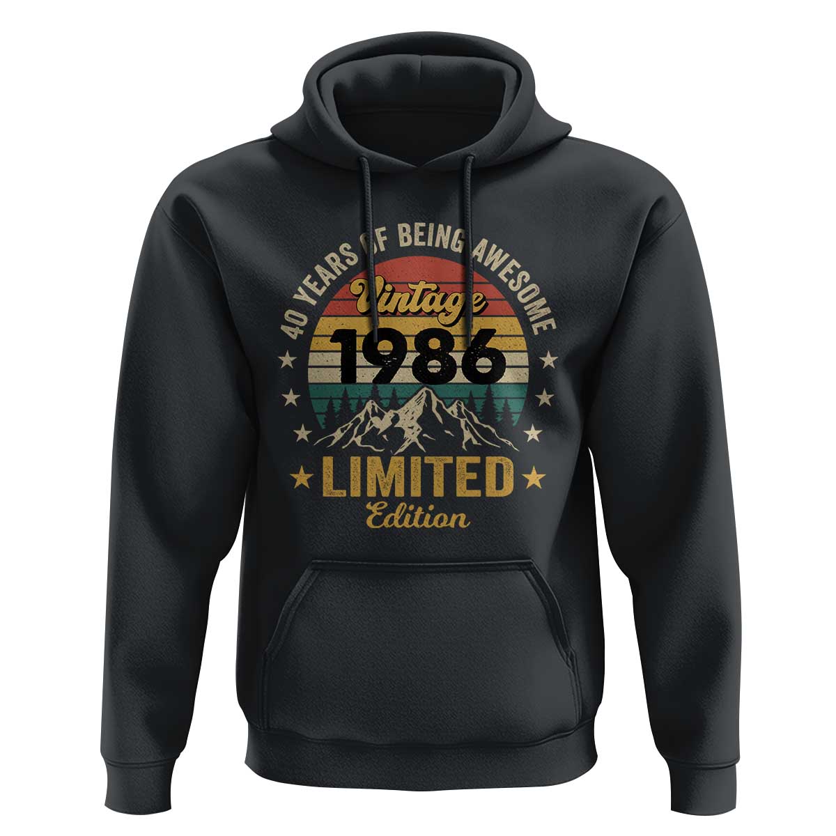 40th Birthday Hoodie Vintage 1986 Limited Edition Retro 40 Years Of Being Awesome Mountain