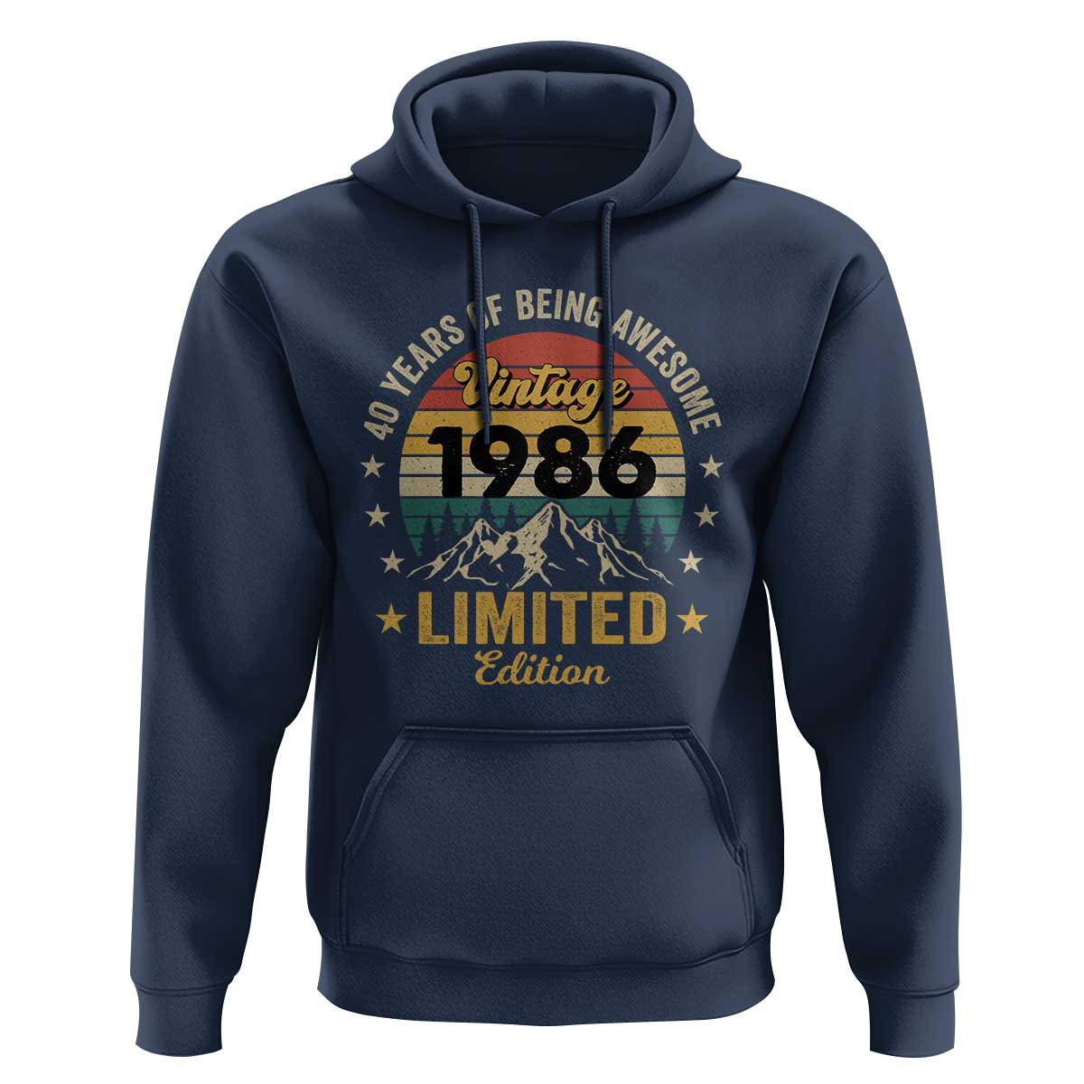 40th Birthday Hoodie Vintage 1986 Limited Edition Retro 40 Years Of Being Awesome Mountain